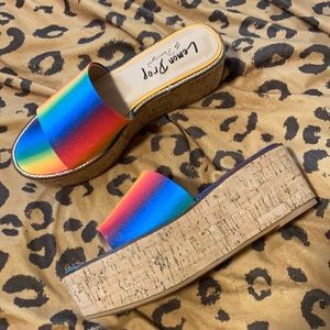 NEW rainbow platform sandals 🌈